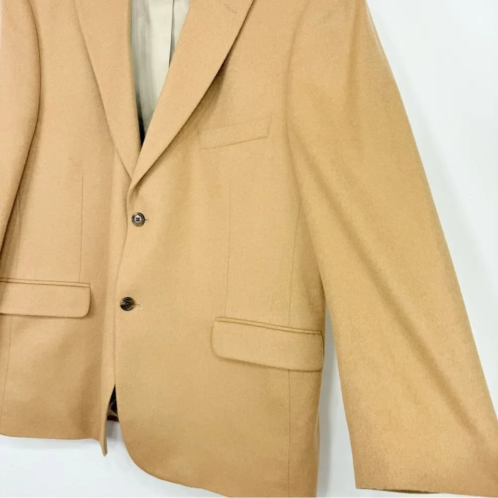 Stafford Tan Camel Hair Wool Double Button Blazer Suit Coat